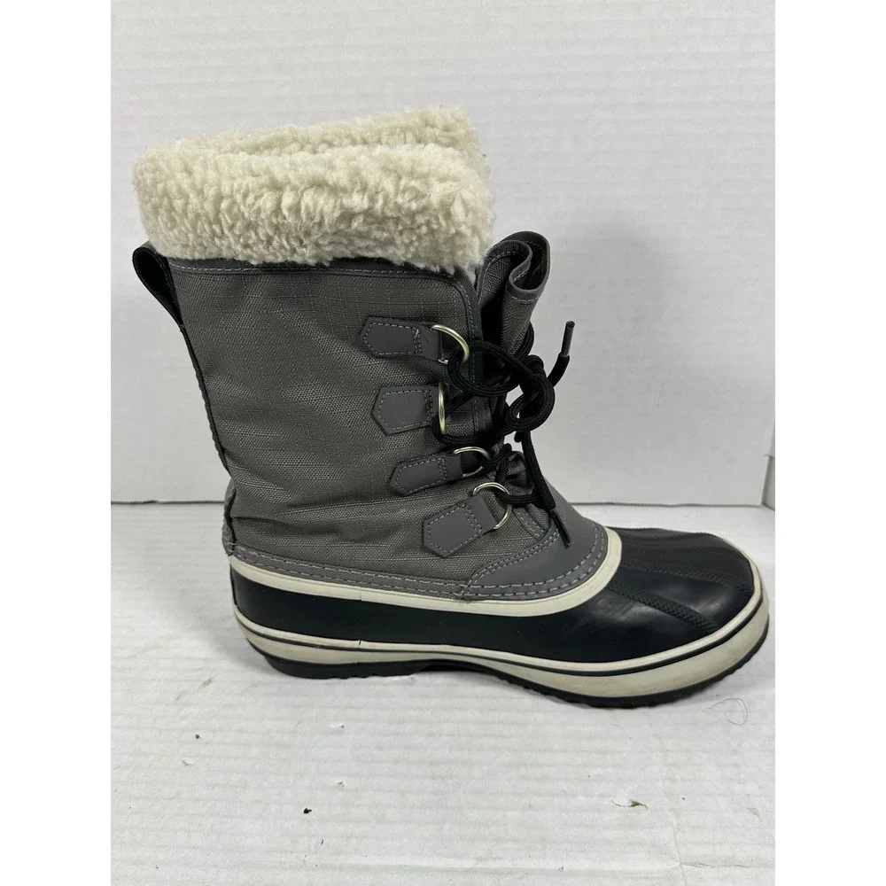 Sorel Winter Carnival Womens 9 Waterproof Snow Boots Gray Black NL1495-035